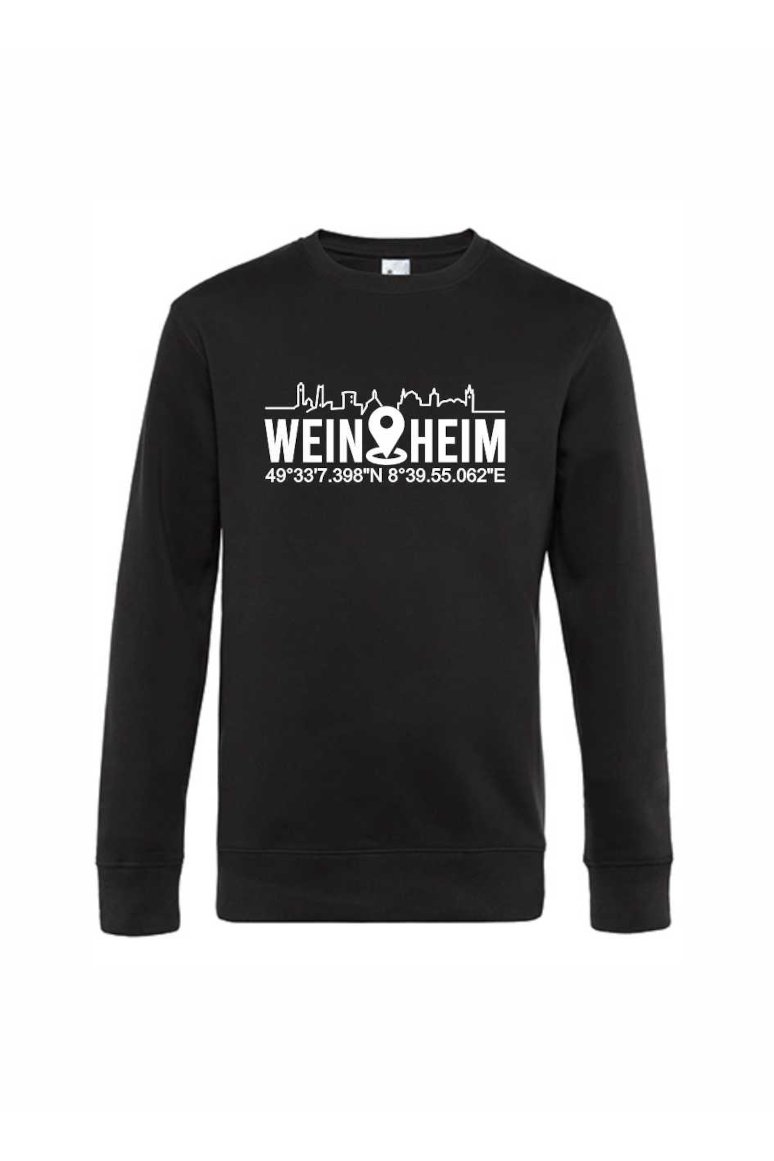 Sweatshirt Weinheim Koordinaten Standort (Druckfarbe weiß)